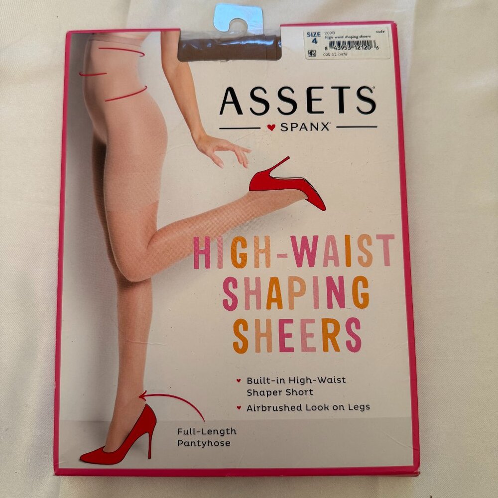NIB/NWT ASSETS by SPANX High-Waist Shaping Sheers full-length pantyhose Nude Sz4
